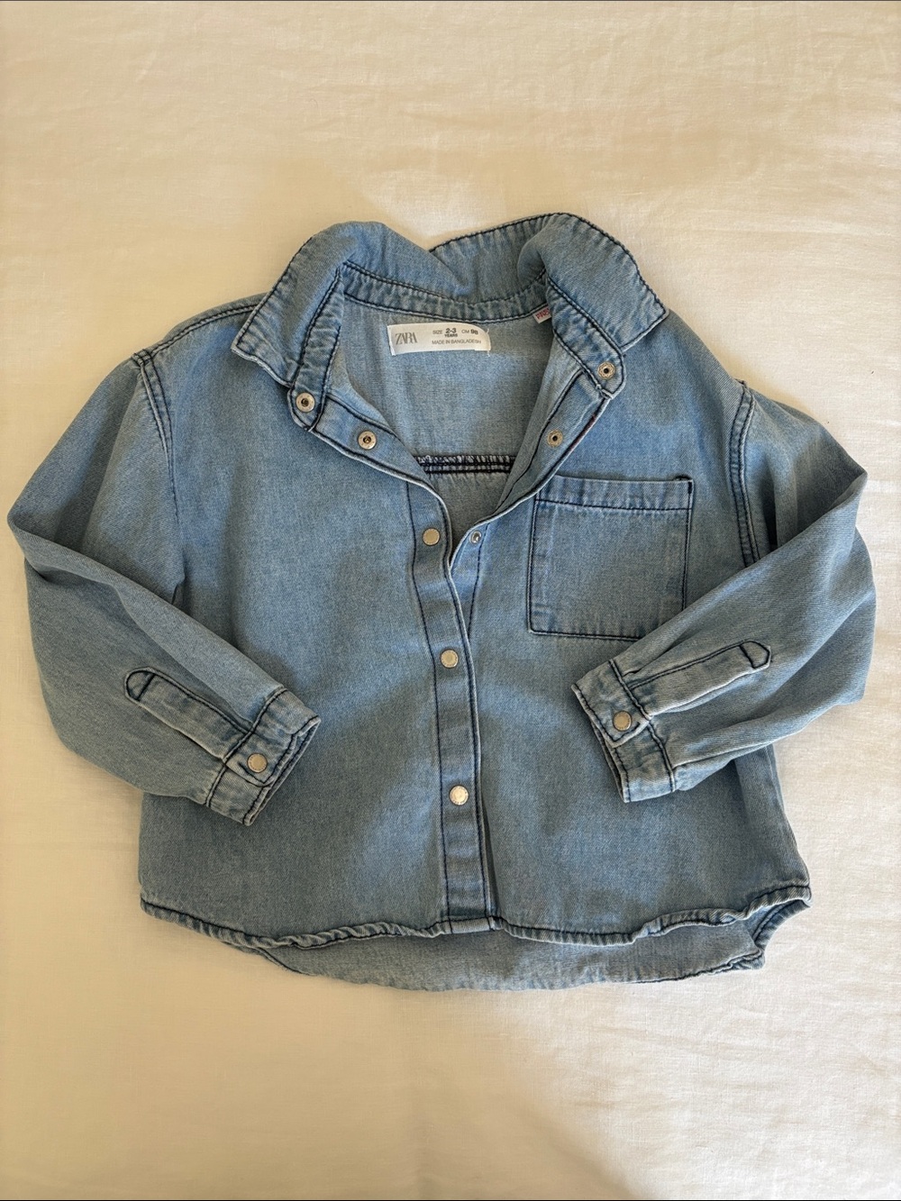Zara Light Blue Kids Denim Shirt Jacket